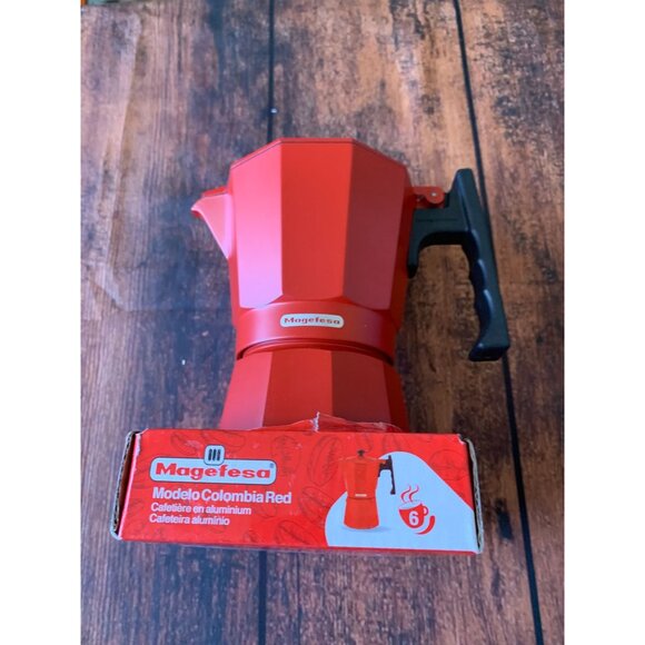 Magefesa Modelo Colombia Red Aluminum Stovetop Coffee Maker 6 Cup Capacity - Picture 1 of 3
